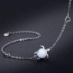 Cuoka Turtle Bracelet 925 Sterling Silver Opal Turtle Jewelry Sea Turtle Bracelet Ocean Nature Bracelet Turtle Gift for Her for Women