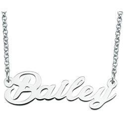 LoEnMe Jewelry Bailey Name Necklace Custom Personalized in Silver Plate Gift for Women Girls Couple