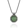 Stera Jewelry Antique Style Floral Design Round Gemstone Pendant Sterling Silver Necklace, 20 Inches
