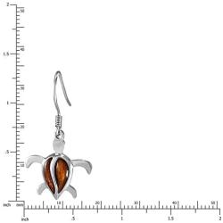 Sterling Silver Koa Wood Turtle Hook Earrings