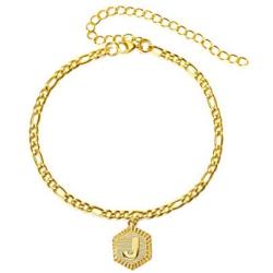 Gold Initial Anklet Silver Ankle Bracelets for Women Letter Anklet with Initials Figaro Chain Anklets A-Z Foot Jewelry Silver Gold Anklets for Women