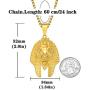 ROWIN&CO 18K Gold Plated Stainless Steel Lion Pendant Necklace Hip Hop Jewelry Personalized Egyptian Pharaoh King Costume Chain Pendant Gifts for Men, with 24'' Chain