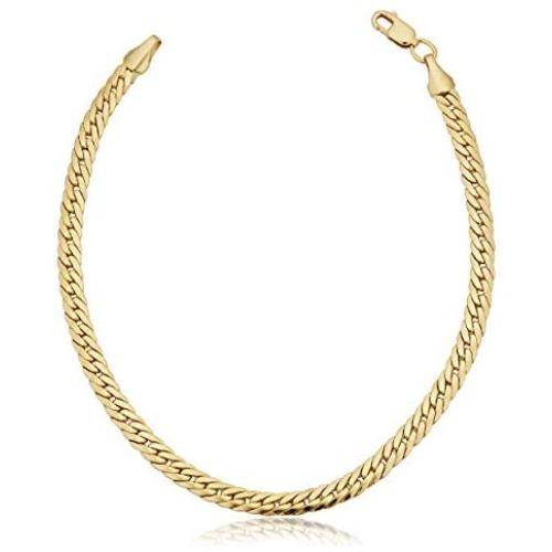 Solid 14k Yellow Gold Filled Bombay Curb Chain Bracelet for Men and Women (3.9 mm, 7.5 inch)