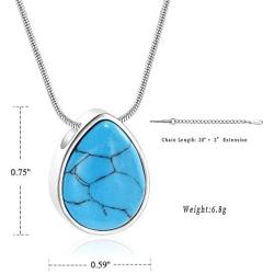 Turquoise Floating Teardrop Shape Urns Pendants Unisex Necklaces- Memorial Keepsake Cremation Jewelry