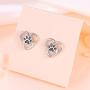 S925 Sterling Silver Animal Jewelry Puppy Dog Cat Pet Paw Print Love Heart Stud Earrings for Women Girls