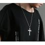 Fusamk Fashion Religious Titanium Steel Crystal Cross Pendant Necklace,22'' Link Chain