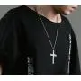 Fusamk Fashion Religious Titanium Steel Crystal Cross Pendant Necklace,22'' Link Chain
