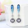 Kemstone Silver Plated Diamond and Pearl Dangle Earrings
