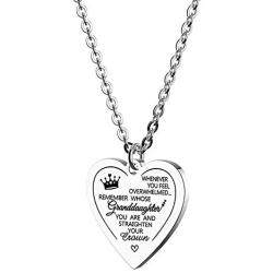 Phoenix Angela Encouraging Heart Pendant Necklace for Daughter Granddaughter Inspirational Jewelry Stainless Steel Gifts Necklace from Mom Dad Grandma