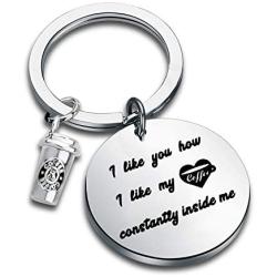 WUSUANED Coffee Lover Gift I Like You How I Like My Coffee Constantly Inside Me Keychain Caffeine Addict Gift For Coworker Boyfriend