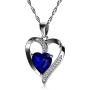 DEPHINI - Blue Jewelry Set - Blue Necklace & Blue Earrings - 925 Sterling Silver - Branded Crystal Studs & Pendant Birthstone - 18'' Rhodium Plated Silver Chain - Jewelry Box Gifts for Women