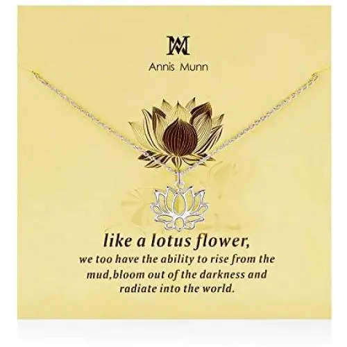 Annis Munn Lotus Necklace - 925 Sterling Silver Flower Pendant Necklace, Dainty Lotus Charm Valentines Day Jewelry Annis Munn Lotus Necklace - 925 Sterling Silver Flower Pendant Necklace, Dainty Lotus Charm Valentines Day Jewelry
