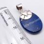 SilverStarJewel Lapis Lazuli Pendant 1.2'' 925 Solid Silver Gems Jewelry
