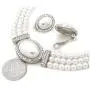 Christina Collection Elegant Multi Layered Strands Cream or White Pearl Crystal Necklace Clip on Earrings Set Gift Bijoux Christina Collection Elegant Multi Layered Strands Cream or White Pearl Crystal Necklace Clip on Earrings Set Gift Bijoux