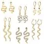 GLBCC Snake Earrings for Women,18 K Gold Plated Snake Dangle Earrings Punk Chunky Serpent Charm Pendant Necklace Dainty Rhinestone Huggie Hoop Earrings Necklaces Jewelry Set for Women Men