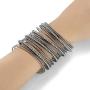Ensoul Acrylic Pearl-Beads/Glass Seedbeads Mixed Metal Bangles Bracelets for Women Set of 17