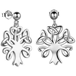 Christmas Jewelry Gift Celtic Knot Tree of Life Jewellery Set 925 Sterling Silver Trinity Knot Family Tree Necklace Earrings Set for Women Girls