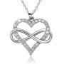 Jes & Jani Infinity Heart Necklace for Women, Love Heart Pendant with Cubic Zirconia and Infinity Necklace, 925 Sterling Silver Heart Necklace for Girlfriend