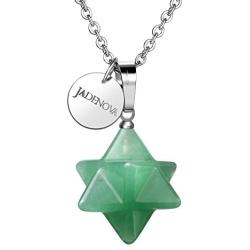 JADENOVA Merkaba Crystal Pendent Necklace for Women Men Jewelry Energy Healing Gemstone pendant (18 Inches Stainless Steel Chain)