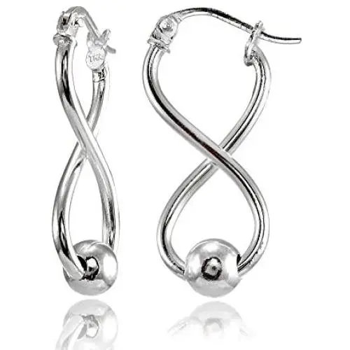 Sterling Silver Infinity Figure 8 Bead Drop Earrings