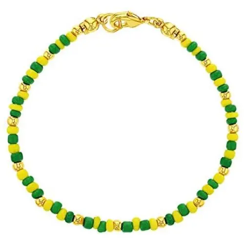 In Season Jewelry 14k Gold Plated Green Yellow Beaded Santeria Babalawo Unisex Orula Bracelet In Season Jewelry 14k Gold Plated Green Yellow Beaded Santeria Babalawo Unisex Orula Bracelet