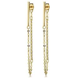 Kooljewelry 14k Yellow Gold Bar Front Back Earrings (2.5 inch long)