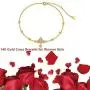 14K Yellow Gold Cross Bracelet for Women Girls Real Gold Moissanite Bead Thin Chain Bracelet Christmas Anniversary Valentines Day Gifts, 7+1+1 inch