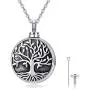 TRISHULA Tree of Life Cremation Locket Necklace for Memorial, Music Note Butterfly/Heart Rose 925 Sterling Silver Urn Jewelry Pendant,Keepsake Charm Pendant Jewelry for Women