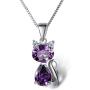 DreamsEden 18 Silver Box Chain Womens Amethyst Cat Pendant Necklace, Purple (Gift Box & Greeting Card)