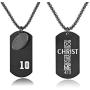 VI.SPORT Bible Verse Football Player Number 10 Necklace Dog Tag Pendant Religious Philippians 4:13 I Can Do All Things Jewelry
