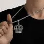 ROWIN&CO King Queen Royal Crown Necklace Silver Diamond-Cut Cubic Zirconia Charm Pendant, Hip Hop Jewelry, Rapper Chains for Men Women ROWIN&CO King Queen Royal Crown Necklace Silver Diamond-Cut Cubic Zirconia Charm Pendant, Hip Hop Jewelry, Rapper Chains for Men Women