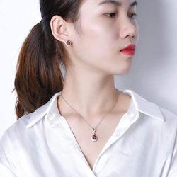 925 Sterling Silver Simulated Diaspore Women Jewerly Set Wedding Engagement Necklace Stud Earrings Set for Women