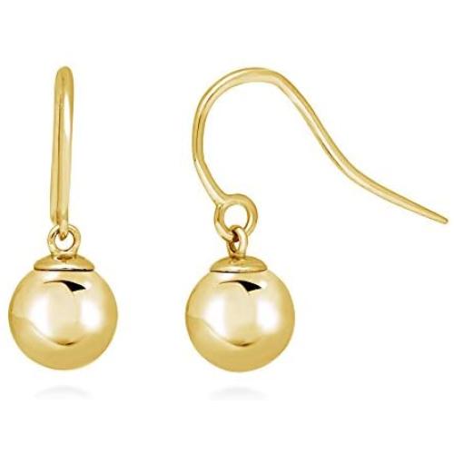 BERRICLE Yellow Gold Flashed Sterling Silver Ball Bead Fish Hook Fashion Dangle Drop Earrings