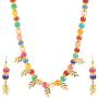 Efulgenz Boho Indian Bollywood Antique Leaf Tassel Faux Pearl Beaded Strand Statement Necklace Earrings Jewelry Set