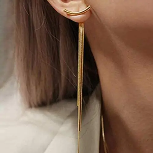 LittleB Minimal Tassel Stud Earrings Gold Long Vintage Dangle Earrings Jewelry for Women and Girls LittleB Minimal Tassel Stud Earrings Gold Long Vintage Dangle Earrings Jewelry for Women and Girls