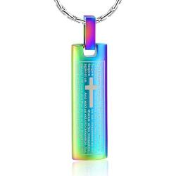 constantlife Cremation Necklace Cremation Jewelry 30mm Lords Prayer Stainless Steel Polished Cube Cremation Pendant Memorial Ashes Keepsake Urn Necklace