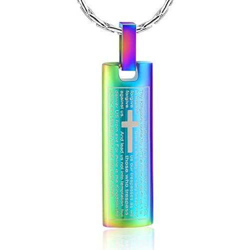 constantlife Cremation Necklace Cremation Jewelry 30mm Lords Prayer Stainless Steel Polished Cube Cremation Pendant Memorial Ashes Keepsake Urn Necklace