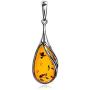 Certificate Genuine Amber Sterling Silver Drop Classic Pendant Necklace Chain 18''