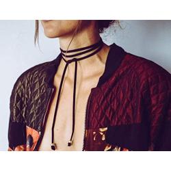 Jules Smith Suede Wrap Choker Necklace for Women - Vegan Faux Leather Choker Necklace - Dainty Sexy Tie Neck Choker with 14k Gold Plated Tips