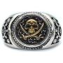 Skull Ring for Men, Vintage Pirate Crossed Swords Skull Head Ring, Punk Rock Skull Totem Ring, Gothic Pirate Skull Amulet Ring, Halloween Ring Biker, Viking Skull Jewelry Gift