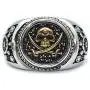 Skull Ring for Men, Vintage Pirate Crossed Swords Skull Head Ring, Punk Rock Skull Totem Ring, Gothic Pirate Skull Amulet Ring, Halloween Ring Biker, Viking Skull Jewelry Gift