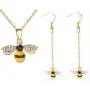 AILUOR Crystal Bumblebee Pendant Necklace, Cute Yellow Enamel Bee Drop Earrings Lovely Honey-Bee Animal Earrings Necklace Insect Dangle Drop Earrings Women Teen Girls Jewelry Sets