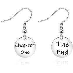 WUSUANED Book Lover Gift Chapter One And The End Earrings Literary Jewelry Bookworm Gift