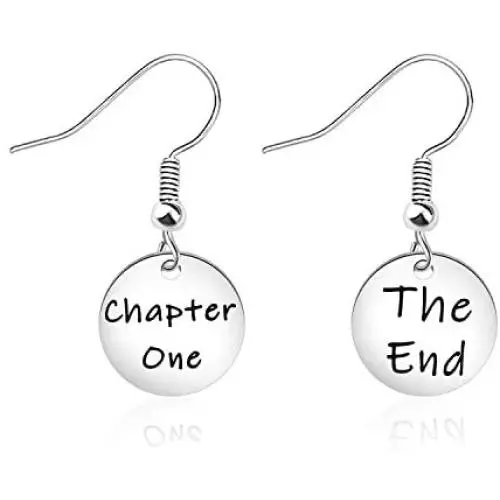 WUSUANED Book Lover Gift Chapter One And The End Earrings Literary Jewelry Bookworm Gift WUSUANED Book Lover Gift Chapter One And The End Earrings Literary Jewelry Bookworm Gift