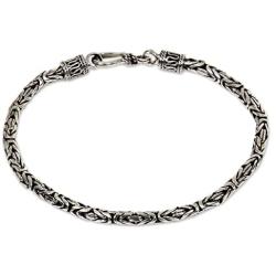 NOVICA .925 Sterling Silver Balinese Chain Bracelet, Borobudur Collection