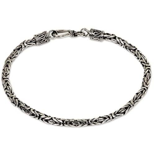 NOVICA .925 Sterling Silver Balinese Chain Bracelet, Borobudur Collection