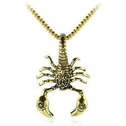 Scorpion Pendant Stainless Steel Necklace for Men Women Punk Jewelry Hiphop Rock Padlock Metal Birthday Anniversary Graduation Stylist Gift,Gold