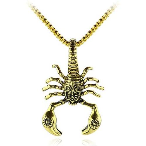 Scorpion Pendant Stainless Steel Necklace for Men Women Punk Jewelry Hiphop Rock Padlock Metal Birthday Anniversary Graduation Stylist Gift,Gold