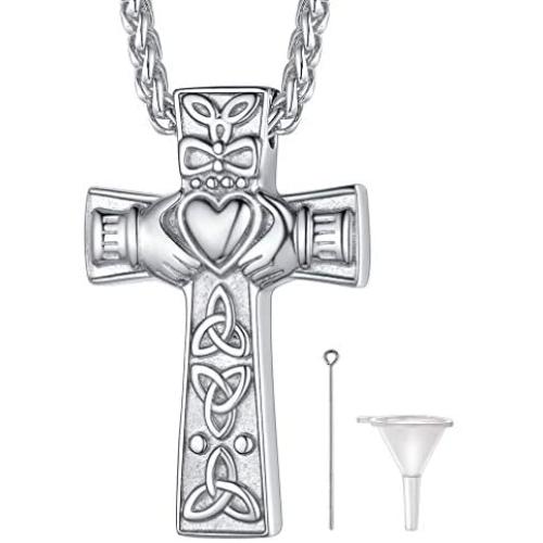 FaithHeart Custom Cremation Ashes Necklace, Stainless Steel/18K Gold Plated Urn Hold Pendant Jewelry for Women/Men- Picture/Text Custom