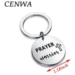 CENWA Inspirational Keychain Christian Gift Jesus Cross Gift Prayer Warrior Keychain Religious Jewelry Prayer Faith Gift